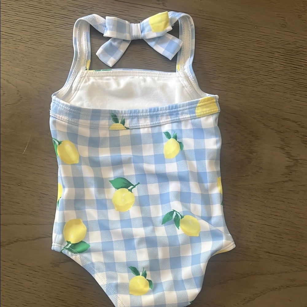 Janie and Jack Blue and Yellow One Piece Swimwear with Lemon Accents - Picture 2 of 3
